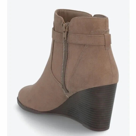 SALE! Market & Spruce Womens Taupe Serah Suede Heel Booties - NEW NO BOX - Picture 3 of 5